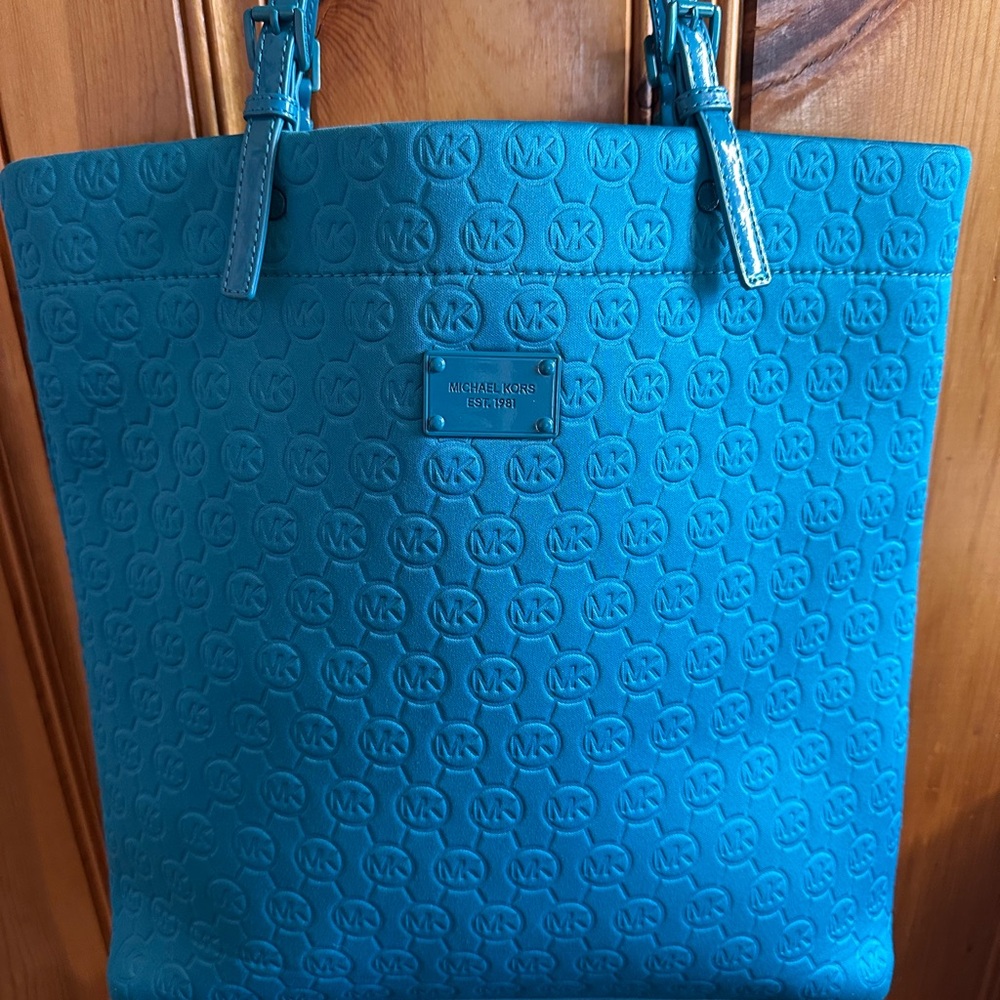 Michael Kors Teal Embossed Tote